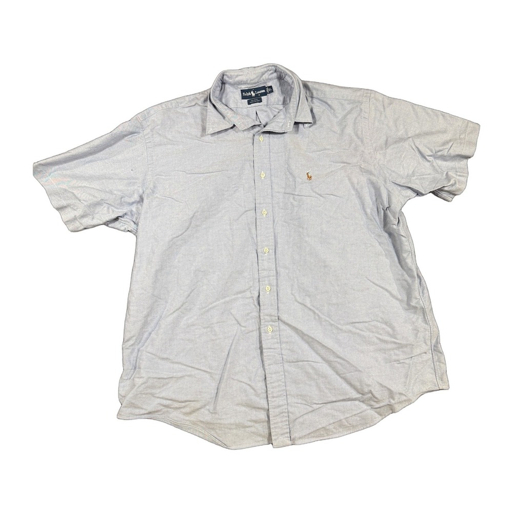Ralph Lauren Blake Mens XL Light Blue Short Sleeve Oxford Button Down Shirt